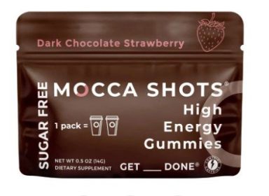 Sugar Free Mocca Shots Energy Gummies with Caffee | 12-Pack - Dark Chocolate Strawberry