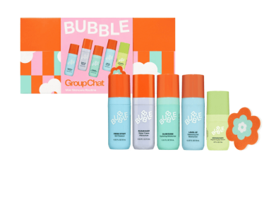 Bubble Skincare Group Chat Mini Routine 6-Piece Set, Includes Fresh Start 10ml, Morning Rays 3ml, Level Up 10ml, Cloud Surf 10ml