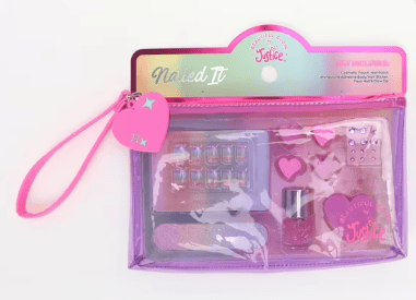 Justice Girl's Nail Kit and Wristlet Pouch Set, 11-Piece Set, Purple