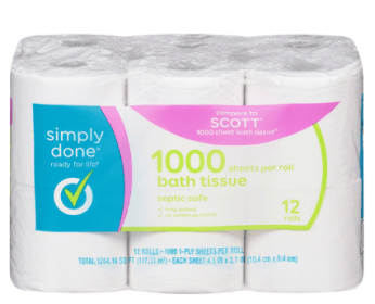 Simply Done Bath Tissue, 1-Ply