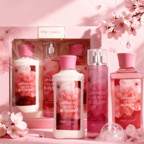 Christmas Gift Set 3-Piece Set, 10 Fl.oz Body Care Fragrance Set, Featuring Floral, Candy, And Sweet Pea Scents. Includes Scented Shower Gel, Bod (Option: Japanese Cherry Blossom)